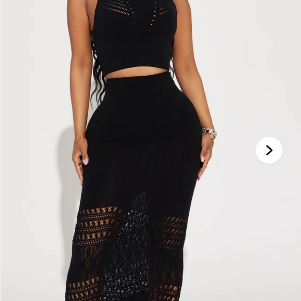 Fashion Nova Black Maxi Pencil Skirt with Cut Out Details